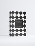 Ludovic London Skincare Collection Box with a black and white harlequin diamond pattern and a central black label.
